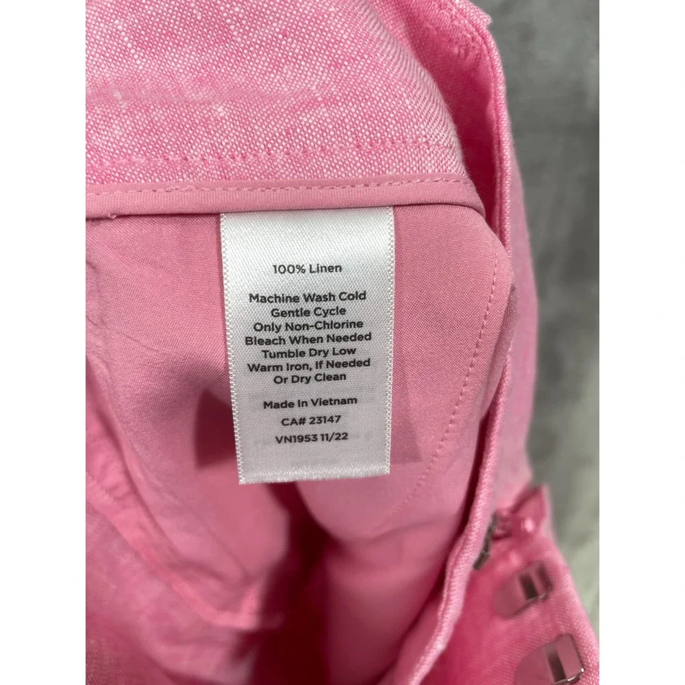 Talbots Bristol Crop Pants Women Size 6 Pink 100% Linen  Wide Leg 23